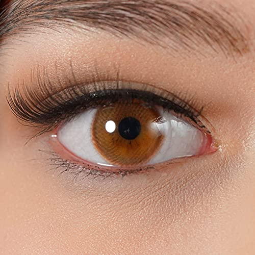 Kontaktlinsen farbig braun | braune Jahreslinsen ohne Stärke von Charmiga | 2 Stück dezente weiche Farblinsen + Behälter, Pinzette, Einsetzhilfe | natürliche Farben | Dream Brown 0.00 Dioptrien