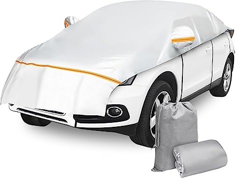 Half Car Cover Waterproof Ninonly Universal Car Top Cover Breathable Cover All Weather Protection Auto Cover for Outdoor Sun Rain Dust UV Protector for Windshield, Side L(for SUVs Up to 4.5-5M)