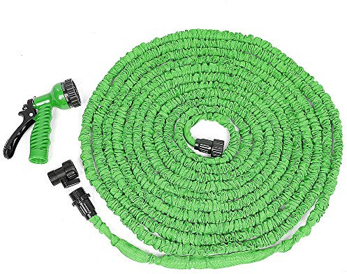 Tubo di irrigazione estensibile, tubo flessibile per irrigazione retrattile, tubo da giardino universale con 7 funzioni a pistola, tubo da giardino (75FT (7,5M-22,5M) verde)