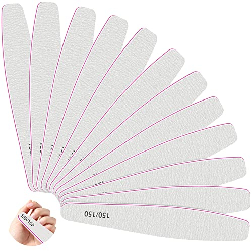 CGBE 12Pcs Limes à Ongles Professionnelles Grain 150/150, Lime à Ongles Double Face pour Ongles en Gel, Ongles Acrylique, Lime Lavable Réutilisable Pour Salon, Maison