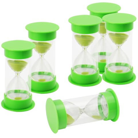 KEILEOHO 6 PCS 3 Minutes Sand Timer, Green Hourglass Sand Clock, Sandglass Sand Timer for Home Office Kitchen Classroom