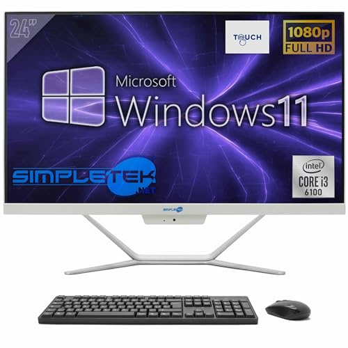SIMPLETEK - PC tout-en-un | Intel Core i3 6° Gen | Windows 11 Pro | 8GB RAM SSD 240GB | Webcam 2K intégrée | Écran tactile | BT 5.2
