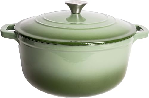 Lexi Home Olla holandesa esmaltada de hierro fundido con tapa de 5 cuartos de galón, sartén para salsa, servidor de pasta, olla superior de estufa, plato para pan de masa madre, pollo de cocción