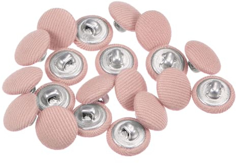 QUARKZMAN 20 Stück Knöpfe mit Stoffüberzug 12,5mm Runder Metallschaft Ösen Stoffknöpfe mit Stoff bezogen Nähknöpfe Vintage Ösenknöpfe für Anzüge Kleider Blusen Bastel DIY, Rosa