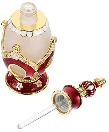 Gogogmee Botella Estilo Oriental y Adecuada para Viajes de Perfume Decorativa de Vidrio Rojo de 25 Ml, Recargable para Obsequio de Boda y Uso Elegante
