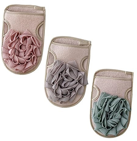 Housoutil 3stücke Badehandschuhe Mit Peelingfunktion Doppelseitig Für Körperreinigung Aus Hochwertiger Baumwolle Für Sanfte Hautpflege Und Blasenbildung
