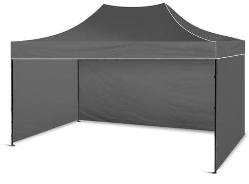 BDW Faltpavillon Wasserdicht Stabil - Gartenzelt für Messe, Garten, Terasse - 3 Seitenteile Inklusive - Faltbar 2 x 3 m - Grau