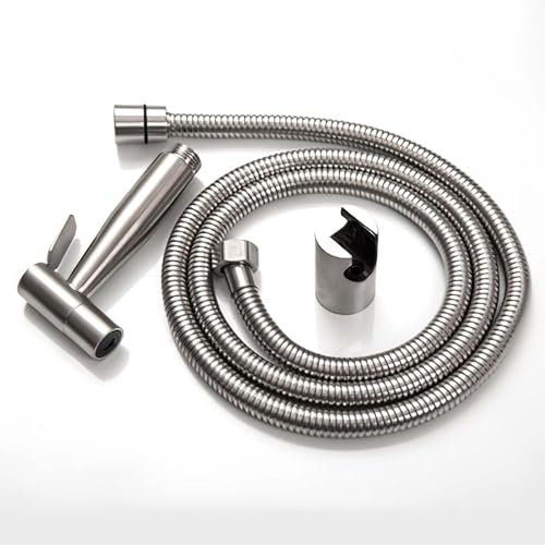 HAPPOW Juego de ducha de mano para bidet, incluye pulverizador de bidé, manguera de ducha de 150 cm y soporte de soporte, material de acero inoxidable, para inodoro, baño, inodoro