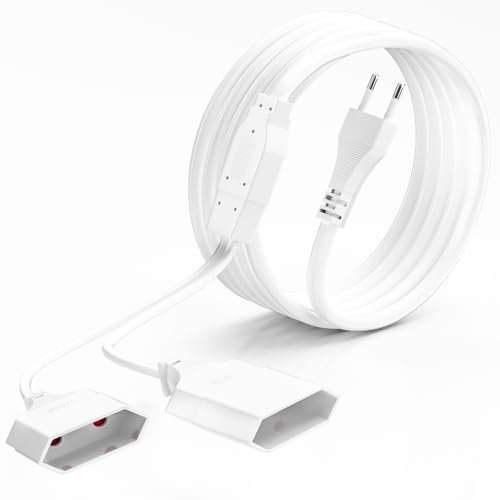 Cavo di alimentazione con spina piatta, 10 m, cavo di alimentazione, spina europea 2 in 1 tipo C su presa europea, 0,75 mm², max. 2,5 A/250 V, per casa, TV, bianco