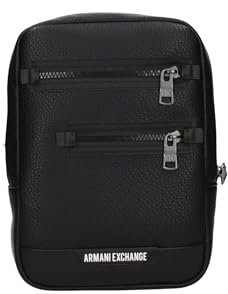 Armani Exchange Schwarze Umhängetasche für Herren mit UNI-Logo, Schwarz , Einheitsgröße