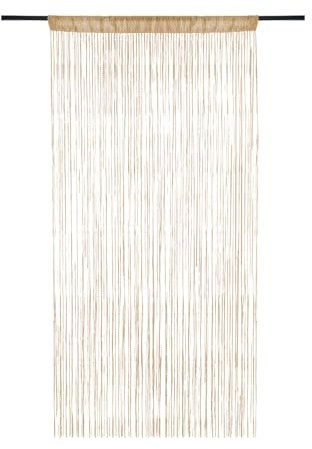 Husalsea Bead Curtains Fly Screens for Doors - Beaded Door Background Decoration Scene Setting - 100 X 200cm, 2 Panels (Champagne)