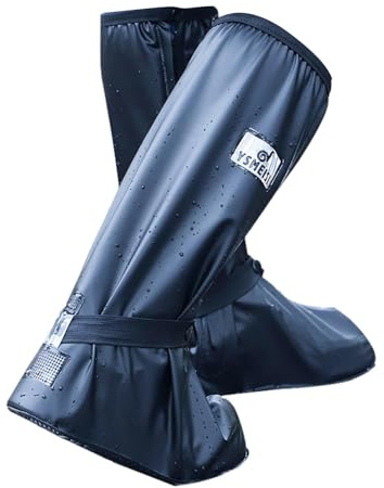 Fundas impermeables para botas, cubierta de tubo alto para botas de lluvia con reflector y correas elásticas, cubierta impermeable plegable para botas de zapatos, para ciclismo, senderismo,