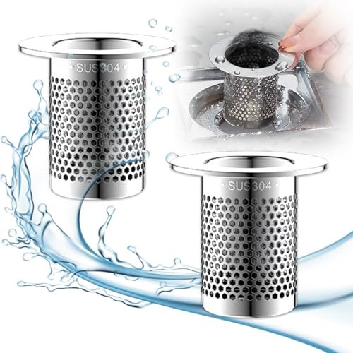 Abflusssieb Waschbecken Haarsieb Dusche 2 Stück Waschbecken Edelstahl Sieb Dusche Abfluss Haare für Küche, Bad, Balkonbodenablauf（5.5 cm）