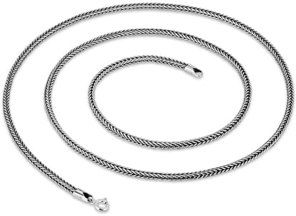 Calefee 925 Sterling Silver Necklace Chain, Wheat Chain Necklace 18 inch 3mm Width Hip Hop Necklace Costume