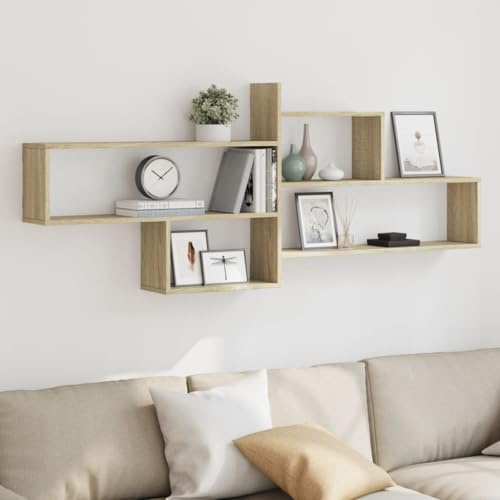 homiuse Schweberegal für Wohnzimmer Sonoma-Eiche 167,5x18x68 cm Holzwerkstoff Multifunktional Wandregale Platzsparend Hängeregal Schlafzimmer Regalwürfel Bücher Regal zur Präsentation