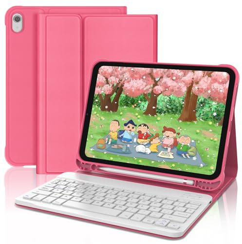 FOGARI Teclado iPad A16 11ª Generación 2025/10ª Generación 2022, Funda con Español Ñ Teclado Bluetooth Desmontable para iPad 10/11 Generación 10.9/11, Rojo