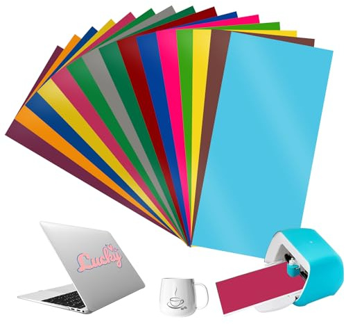 15 Stück Smart Vinyl Permanent für Cricut Zubehör für Cricut Joy14 x 30,5cm | Plotterfolie Vinyl Plotterfolie Selbstklebend, Vinyl Plotter Folie für Basteln, Heimwerken, Laptops, Wohndeko