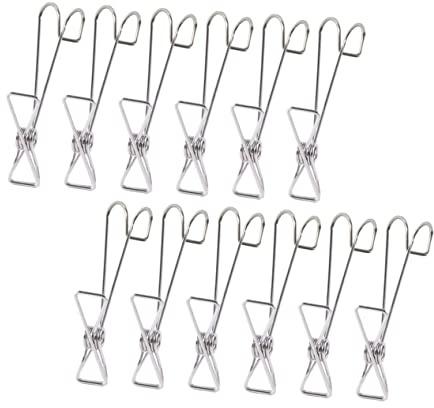 Pinces à Linge en Acier Inoxydable, Lot de 20, Argenté | Clips Robustes, Anti-pli, Format Grand, Usage Polyvalent pour Séchage et Maintien des Textiles