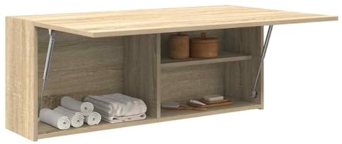 Eiche Badezimmer Hängeschrank 100x25x40cm Premium Holzwerkstoff Wandschrank für Küche und Bad