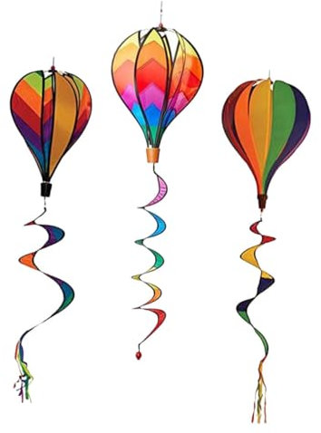 GANAZONO 3pièces Lot de Suspensions Forme De Montgolfières Girouettes Décoratives pour Jardin Massifs De Fleurs Et Pelouses