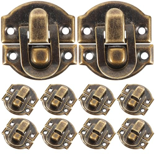 KONTONTY Lot De 10 Fermoirs Loqueteau En Alliage Fermeture À Crochet Antique Pour Boîte À Bijoux Coffret Cadeau Coffre En Bois Tiroir Et Armoire Avec Trous De Vis