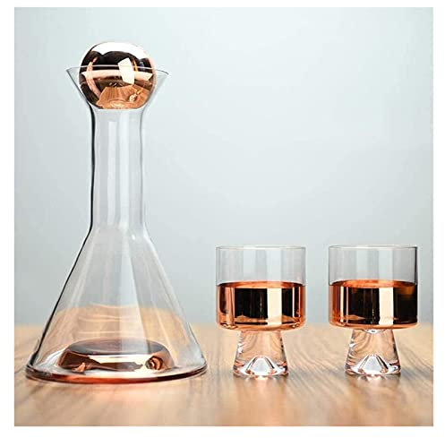 QTANZIQI Whisky Dekantador Whisky -Dekanter Weinkanter Kupferbeschichtete Whisky Weinglas Raucherverlauf schöner Weinkanaler Set Anzug gemacht Kristall rauchige Schnaps Dekanter (Farbe: