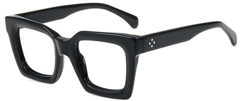 firmoo Blaulichtfilter Brille Damen Herren Übergroß Quadratisch Brille UV Blaufilter Brille Vollrandbrille gegen Augenbelastung Entspiegelte Nerdbrille Acetat