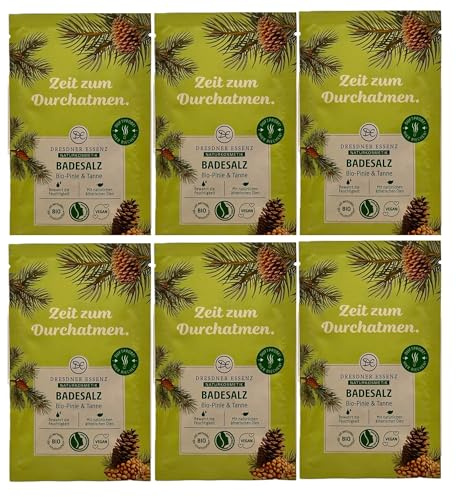 6er Pack Dresdner Essenz Badesalz Bio-Pinie & Tanne Zeit zum Durchatmen! 6 x 60g