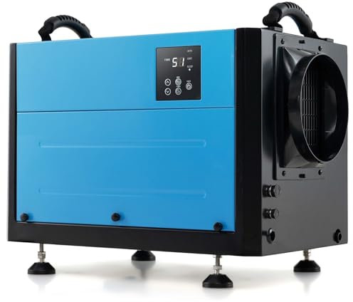 RELAX4LIFE Luftentfeuchter Elektrisch mit 24H Timer & 3 Modi, Bautrockner Industrie Trocknungsgerät, Entfeuchter mit Ablaufschlauch & Automatisches Abtauen für Wohnung Keller (Blau-515Watt)