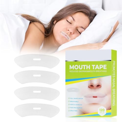 Robofun 120 Piezas Cinta Bucal para Dormir, Mouth Tape Anti Ronquidos, Cinta Adhesiva para la boca para Dormir, Desarrolla el Hábito de la Respiración Nasal, Mejore la Calidad del Sueño