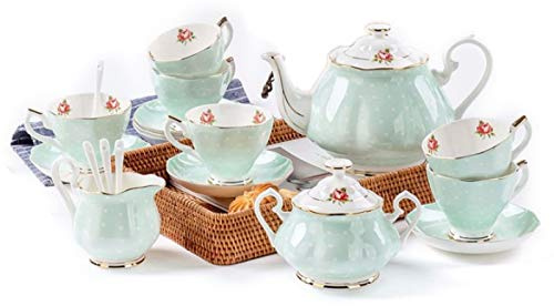 KazeRyu Service À Thé En Porcelaine Anglaise, 6 Tasses Et Soucoupes Royales Avec Bordure Dorée, Coffret Cadeau For Anniversaire Et Fête