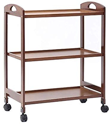 KOMFGT Hand Trucks Storage Cart,Kitchen 3 Tier Hotel Catecart with Brake Wheel,Beauty Salon Gallery Rolling Trolley,Wooden Tool Storage Cart/Brown/L(Brown-Large)