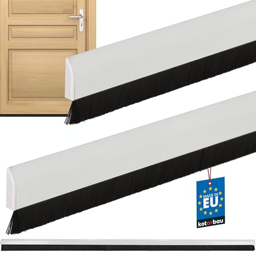 KOTARBAU® 2 pièces Joint Bas de Porte - PVC - 100 cm - Blanc - Brosse Bas de Porte Automatique - Joint de Battant D'entrée - Protection Contre Le Vent et Les Insectes - Facile À Installer