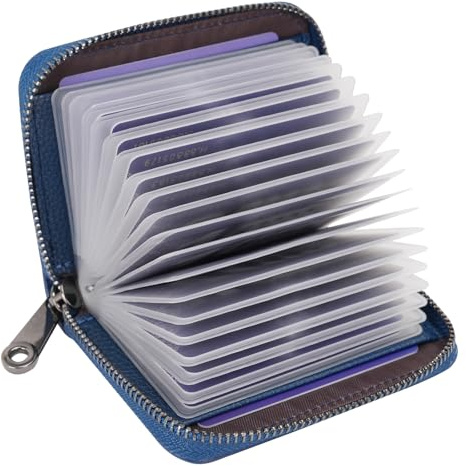 Credit Card Holder RFID Blocking Genuine Leather Card Case with Zipper
