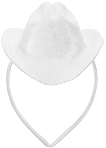 PENIKOKO Cowboyhut Kostüm Stirnband für Damen aus Polyester Leichtes und Vielseitiges Haarband mit Auffälligem Design für Karneval und Themenpartys in Weiß 13,5cm