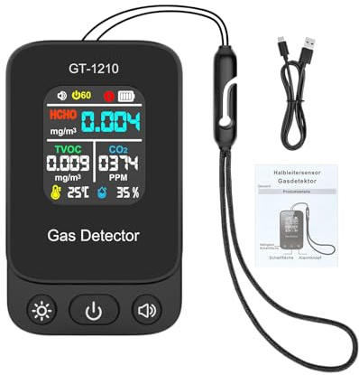 Rilevatore di qualità 'aria - Monitor portatile in reale - Misuratore della batteria con temperatura e umidità, per casa, camera da , ufficio, auto hotel