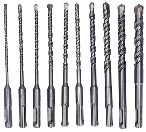 Baxnore Coffret de 10 forets à maçonnerie professionnels YG8C à pointe carbure pour marteau perforateur, adaptés à la construction en béton, brique et pierre. Diamètres : 4 à 14 mm