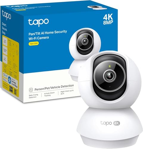 Tapo C250 4K Überwachungskamera Innen 360°, Lokale KI-Erkennung & Bewegungsverfolgung mit Zoom, IR-Nachtsicht, Privatsphäre-Sperrzone, Micro-SD oder Cloud Speicher, Haustier & Babyphone mit Kamera