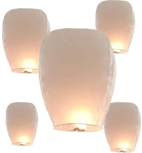 5 Pack Chinese Lanterns For Outside, Eco Friendly Sky Lanterns And Paper Lanterns For Release In Memory, Fire Resistant Floating Lanterns For Weddings, Memorials, Eid, Parties And Outdoor Celebrations