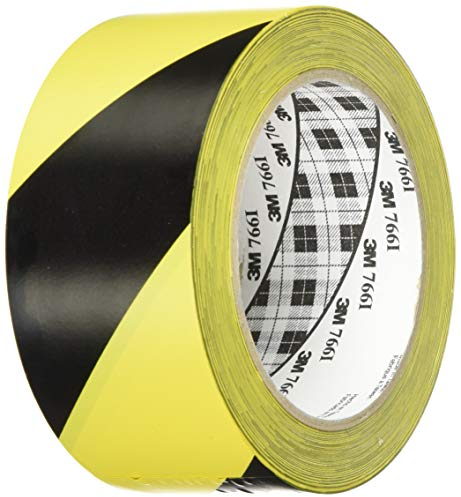 3M Gefahren-Markierungs-Klebeband 766i, Gestreiftes Warnband zur Boden- und Sicherheitsmarkierung mit PVC-Träger in Schwarz-Gelb, 50mm x 30m, 0,13mm