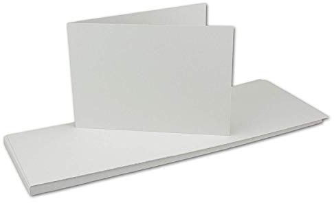 50x Falt-Karten DIN A6 Langdoppel-Karten - Hellgrau -10,5 x 14,8 cm - blanko quer-doppelte Faltkarten - FarbenFroh by Gustav Neuser®