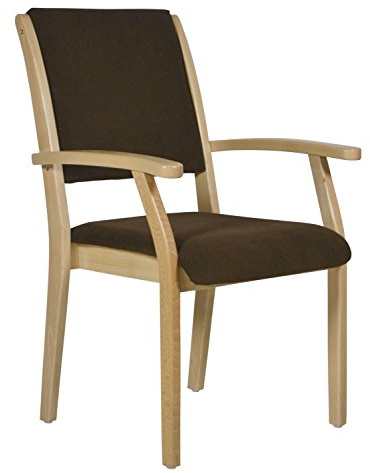DEVITA - Seniorenstuhl Pflegestuhl Kerry - Verschiedene Sitzhöhen wählbar von 43 cm bis 55 cm (52 cm Sitzhöhe, Holz: Buche hell - Bezug: 145 Microfaser Braun)