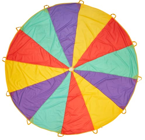 THE TWIDDLERS XL Regenbogen Schwungtuch mit 12 Griffen für Kinder (370cm) - Indoor/Outdoor Gruppenspiel für Schulen & Kindergeburtstage