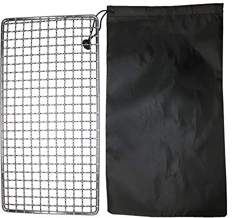 ZipSeven Camping Bushcraft Backpacker Grill Welded Stainless Steel Campfire Cooking Grate High Strength Outdoor Mesh Gear for Camping, Hiking, and Backpacking with Carrying Bag