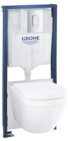 GROHE Wall Hung Toilet with Soft Close Seat Frame and Cistern Solido Euro