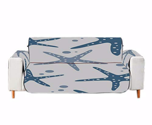 A.Monamour Sofabezug Sofaüberwurf Sesselschoner Weißer Hintergrund Blaue Seestern Muscheln Skizzieren Marine Samt Stuhl Abdeckung Sofa Abdeckung Sofaschoner Sofahusse Sofaschonbezug Sofaschutz