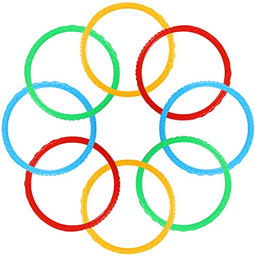 Sumind Colorful Water Diving Toys Ring Toss Set Outdoor Toss Rings Underwater Swimming Pool Dive Rings Training Accessory Grab Toy for Party Speed Practice Games, 5.51 Inch (Fresh Color, 8 Pcs)