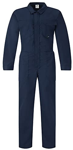 BWOLF Bravo Tuta da Lavoro Uomo Intera in Cotone, Meccanico Protettiva Con Cerniera Elasticata e 6 Tasche, Blu Scuro, XXXL