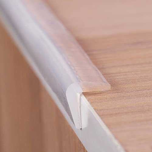 Edge Protector 100% Silicone, Clear Baby Proofing Corners Guards, Pre-Tape Adhesive Soft for Kids Safety, Child Table Cabinets Furniture Protection (1x1cm(width), 1 m (Pack of 1))