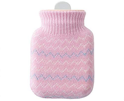 Wärmflasche mit Bezug, 320ML Wärmeflasche mit Weicher Bezug, Bettflasche für Erwachsene, Langzeitwärme, Schmerzlinderung, Weihnachten & Wintergeschenke für Frauen, Männer und Kinder (Pink)